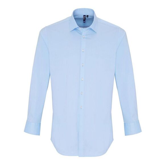 Premier Unisex Adult Poplin Stretch Long-Sleeved Shirt / Pale Blue - Picture 1 of 3